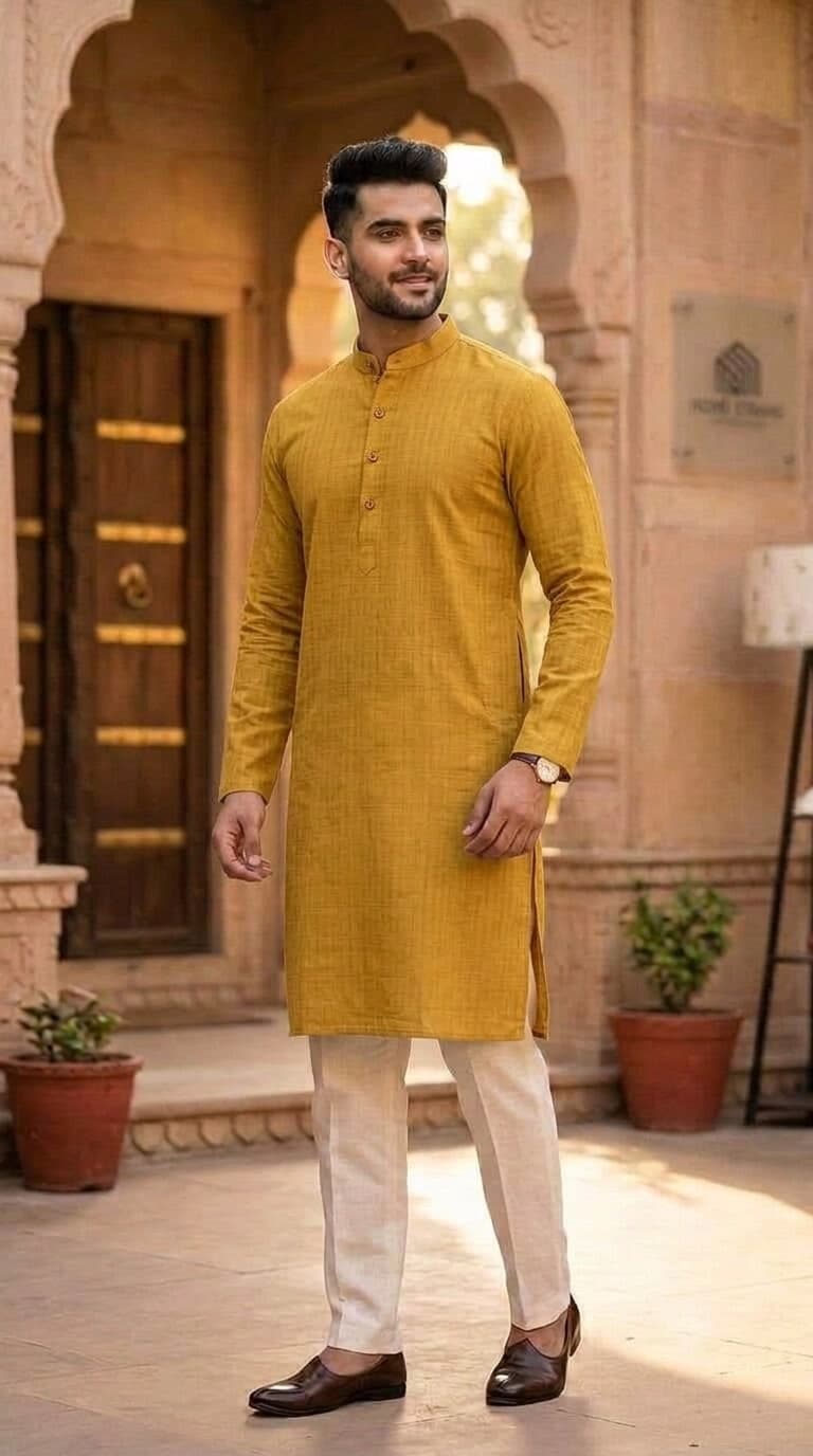 Mustard Slub Panjabi