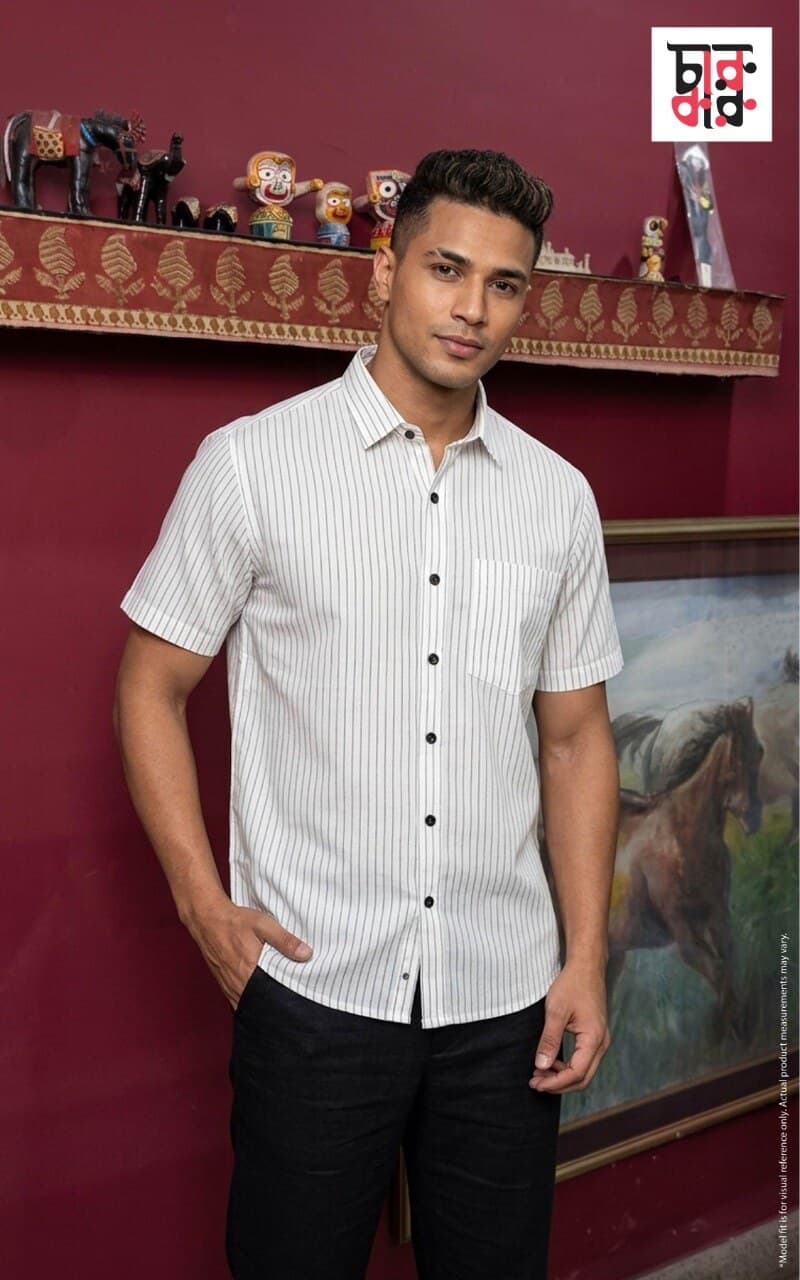 White Black Pencil Stripe Shirt